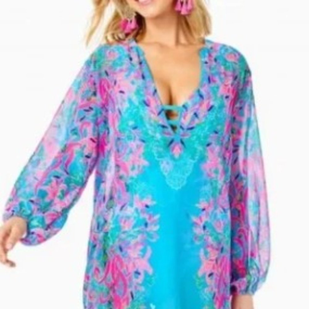 Lilly Pulitzer new in package Frey Long Sleeved Maxi Cover up L-XL